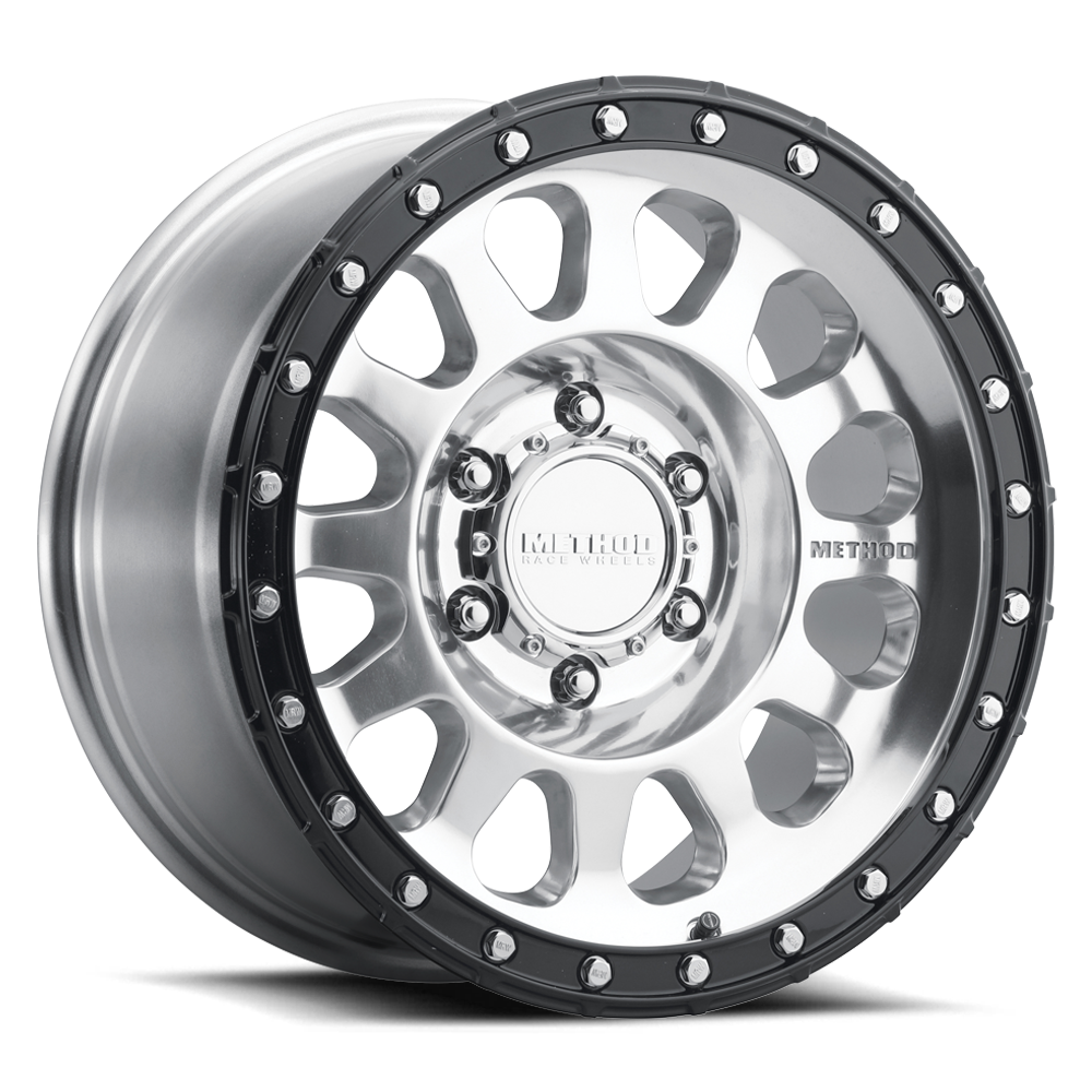 17x8 5 method race wheels mr315 polished with black wheel 6x5.5 bolt pattern 0mm offset