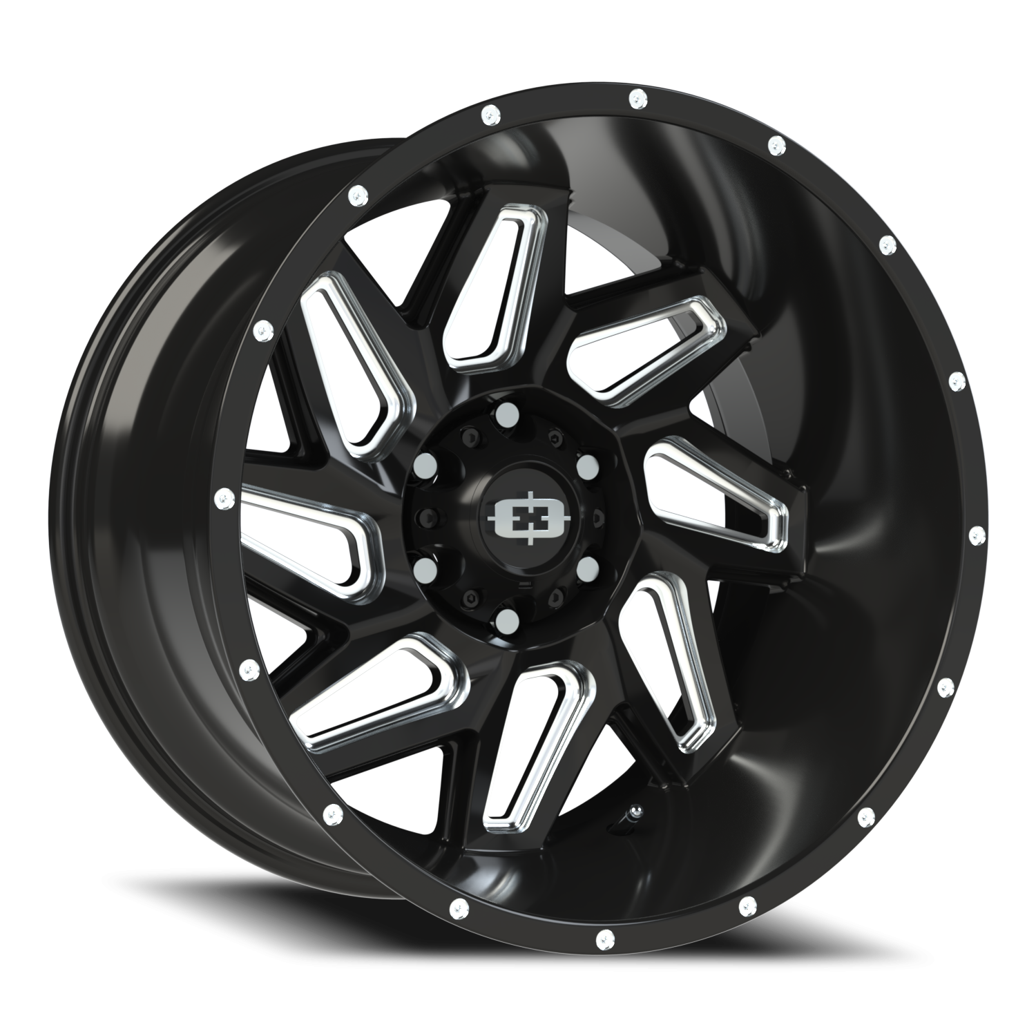 20x12 Vision 361 Spyder Gloss Black Milled Spoke Wheel 6x5.5 Bolt Pattern -57mm Offset