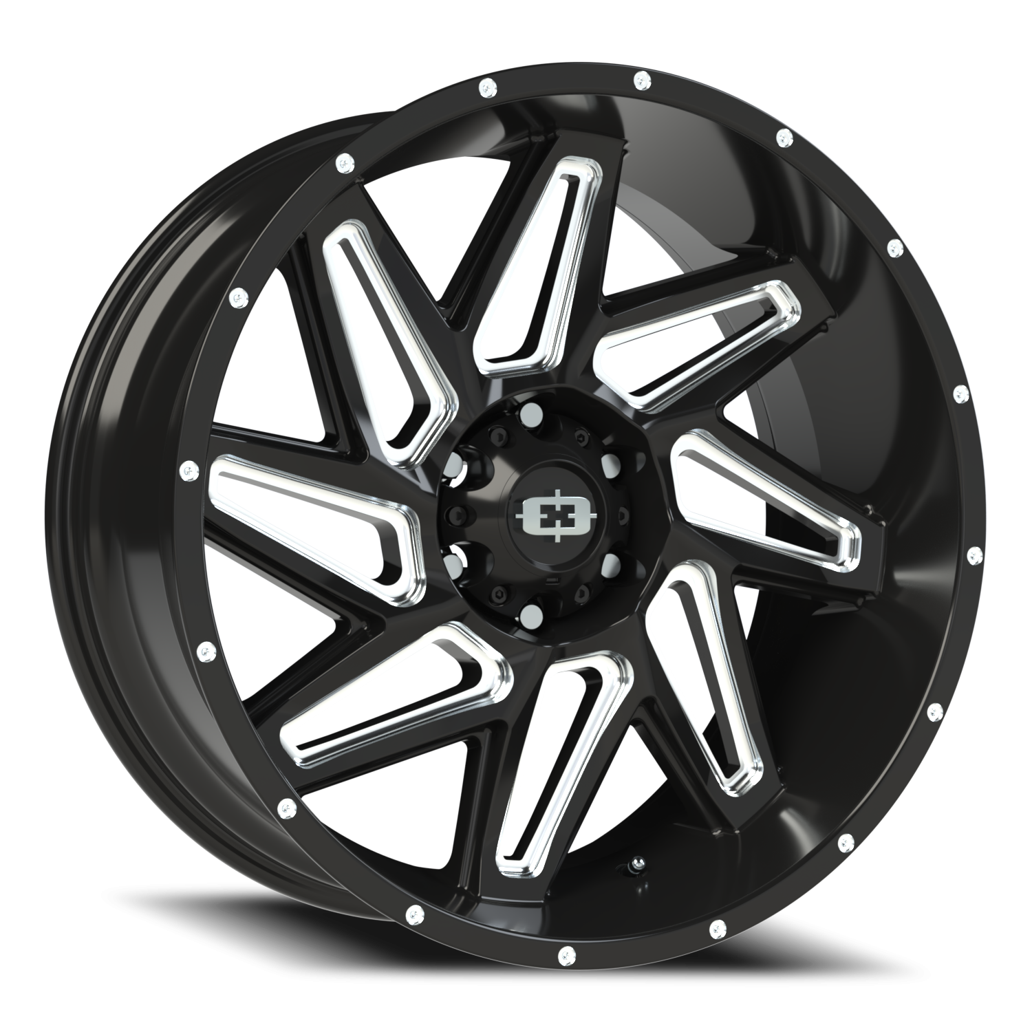 22x10 Vision 361 Spyder Gloss Black Milled Spoke Wheel 6x5.5 Bolt Pattern -19mm Offset