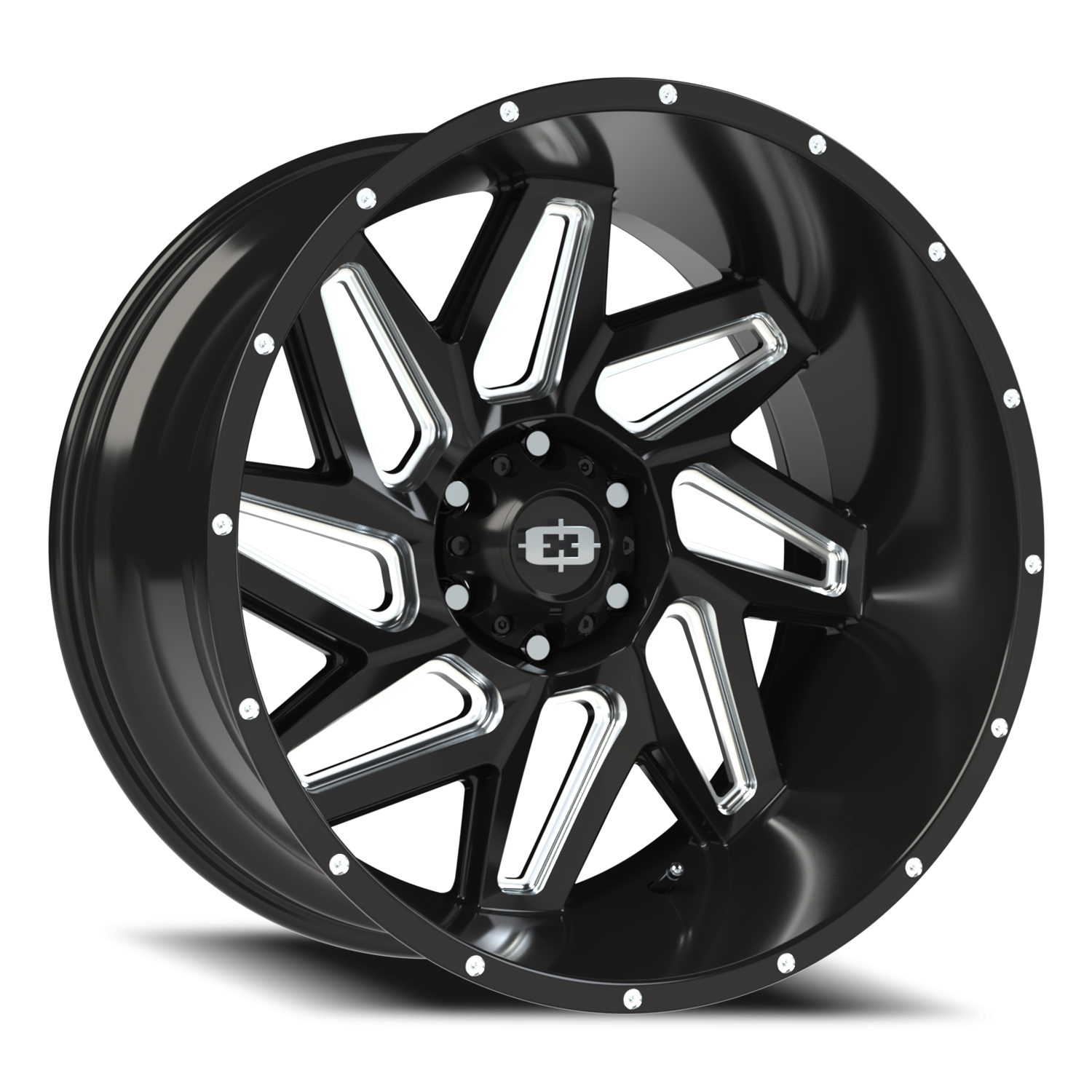 22x12 Vision 361 Spyder Gloss Black Milled Spoke Wheel 6x5.5 Bolt Pattern -57mm Offset