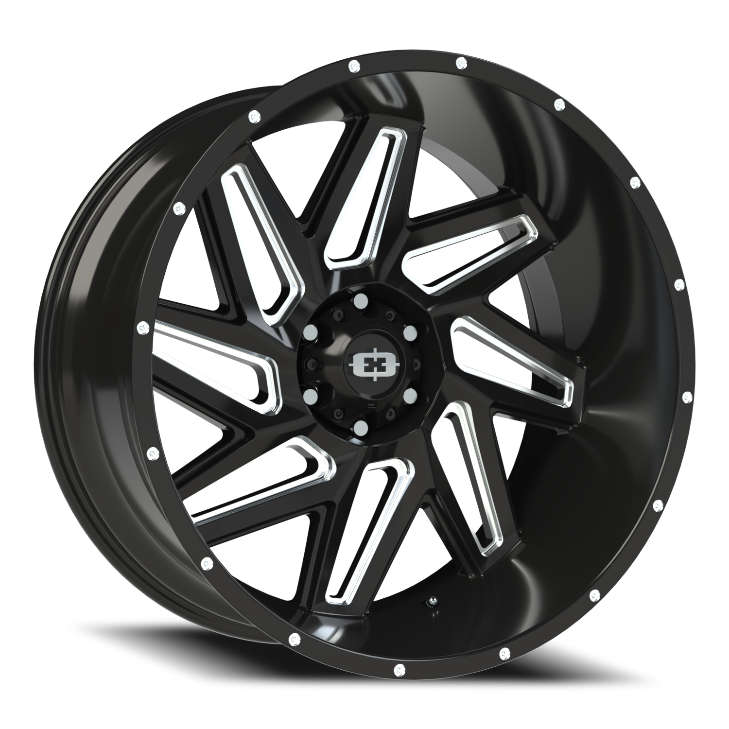 24x12 Vision 361 Spyder Gloss Black Milled Spoke Wheel 6x5.5 Bolt Pattern -57mm Offset