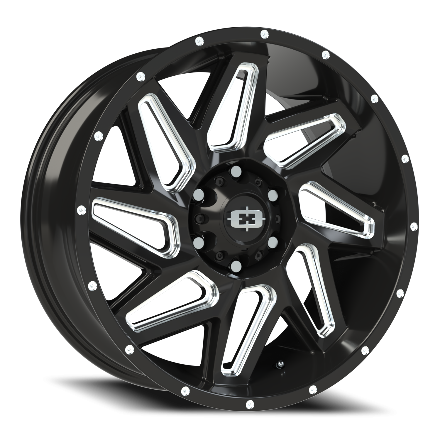 20x9 Vision 361 Spyder Gloss Black Milled Spoke Wheel 6x5.5 Bolt Pattern 0mm Offset