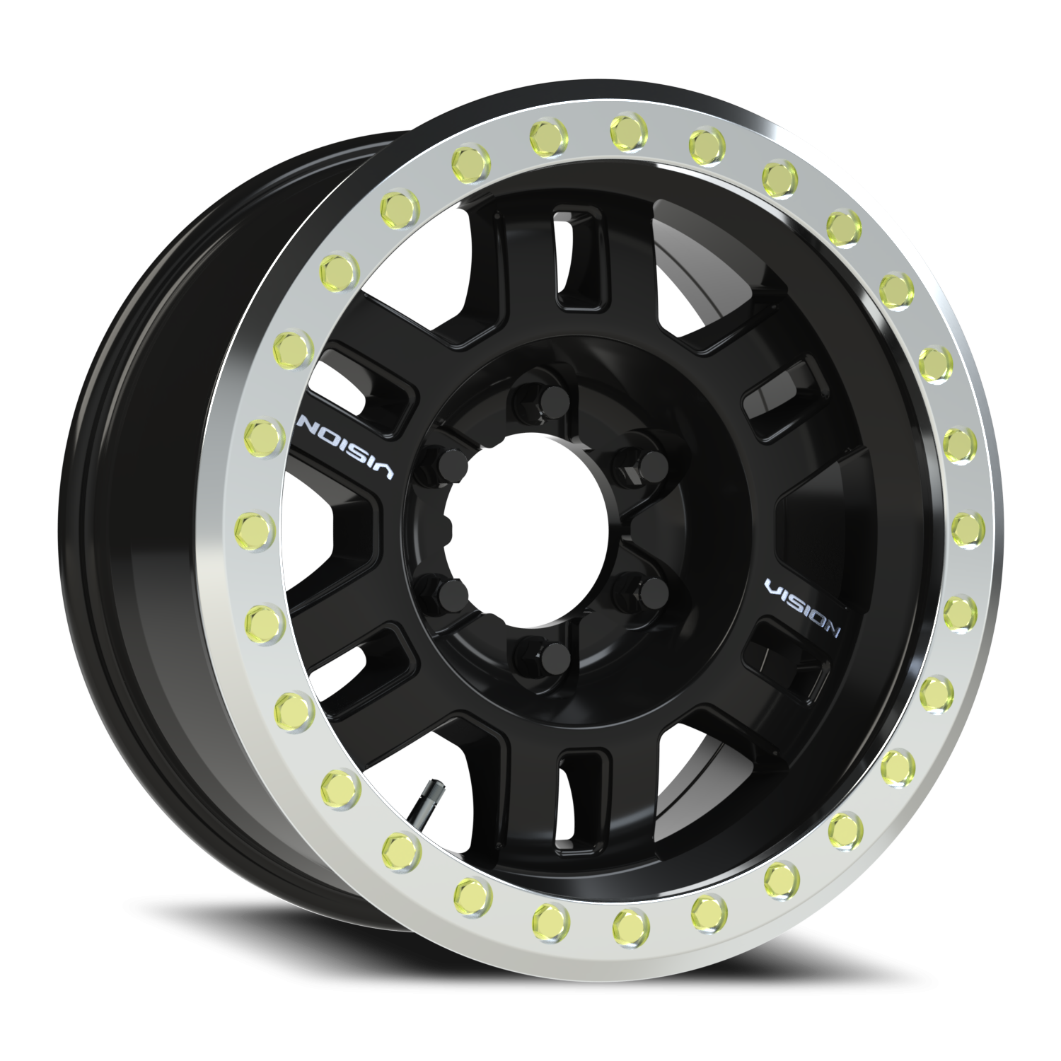 17x8.5 Vision 398 Manx Beadlock Gloss Black Wheel 6x5.5 Bolt Pattern -15mm Offset