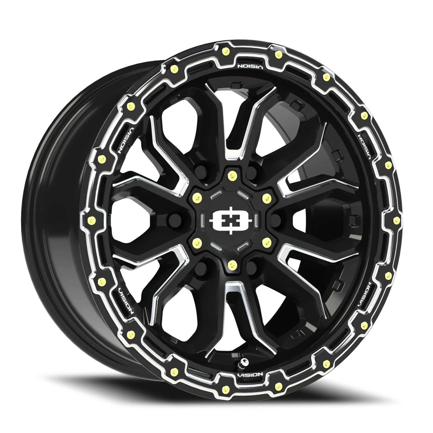 16x8 Vision 405 Korupt Gloss Black Milled Spoke Wheel 6x5.5 Bolt Pattern 0mm Offset