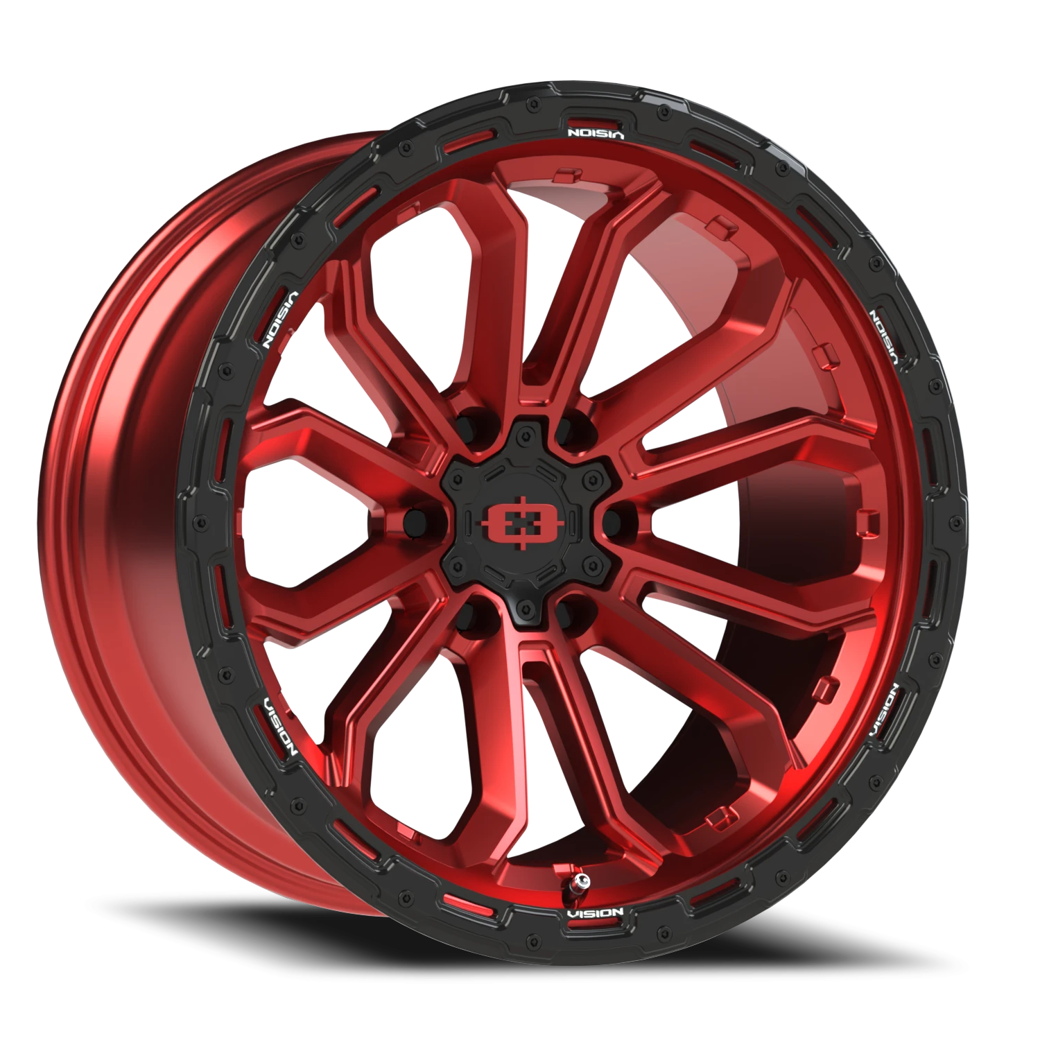 20x10 Vision 405 Korupt Gloss Red w/Gloss Black Lip Wheel 6x5.5 Bolt Pattern -25mm Offset