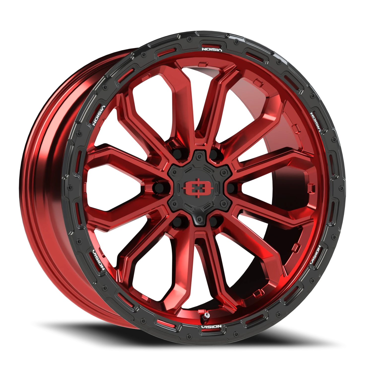 20x9 Vision 405 Korupt Gloss Red w/Gloss Black Lip Wheel 6x5.5 Bolt Pattern 12mm Offset
