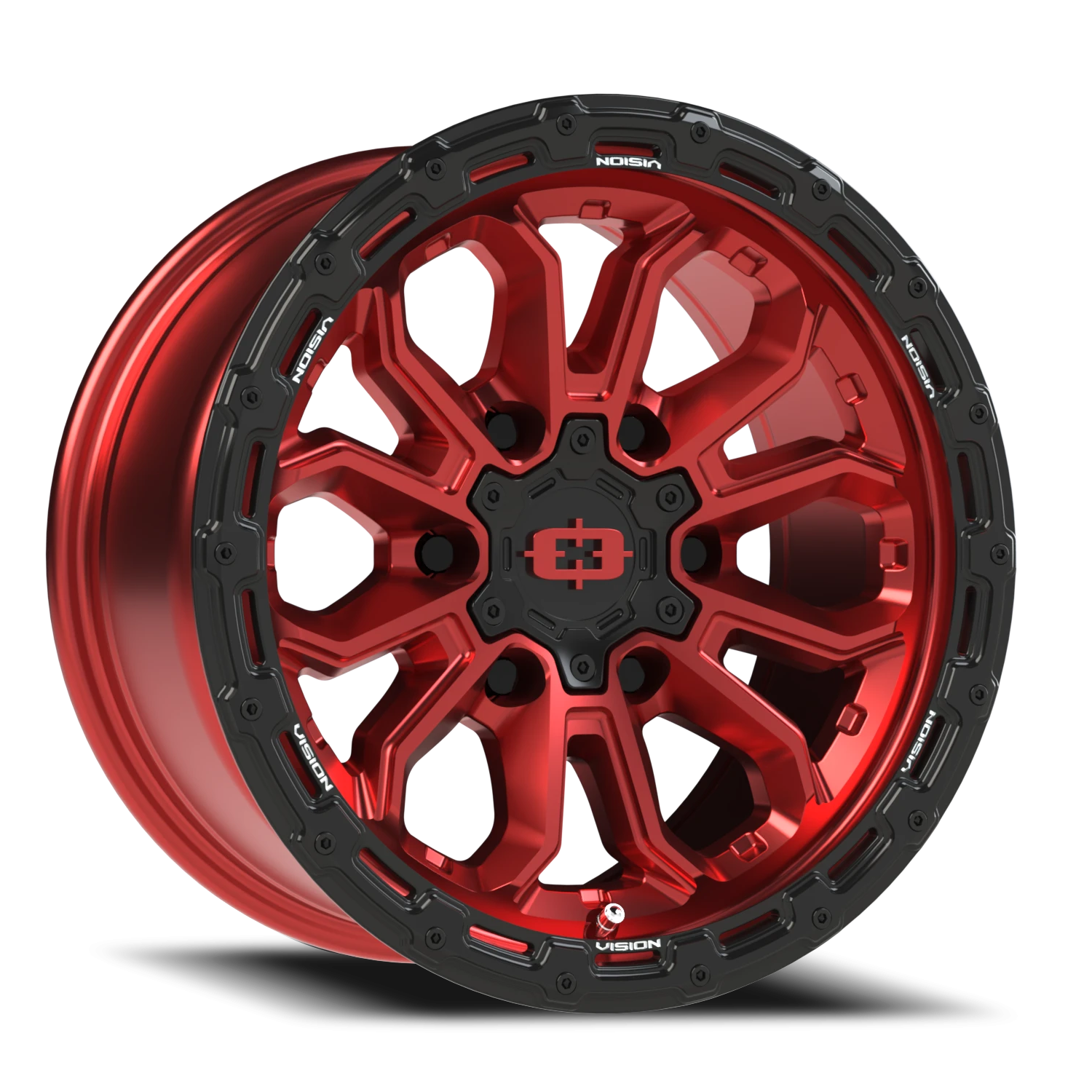 16x8 Vision 405 Korupt Gloss Red w/Gloss Black Lip Wheel 6x5.5 Bolt Pattern 0mm Offset