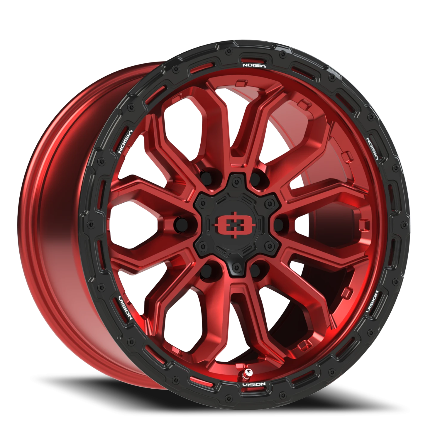 17x9 Vision 405 Korupt Gloss Red w/Gloss Black Lip Wheel 6x5.5 Bolt Pattern -12mm Offset