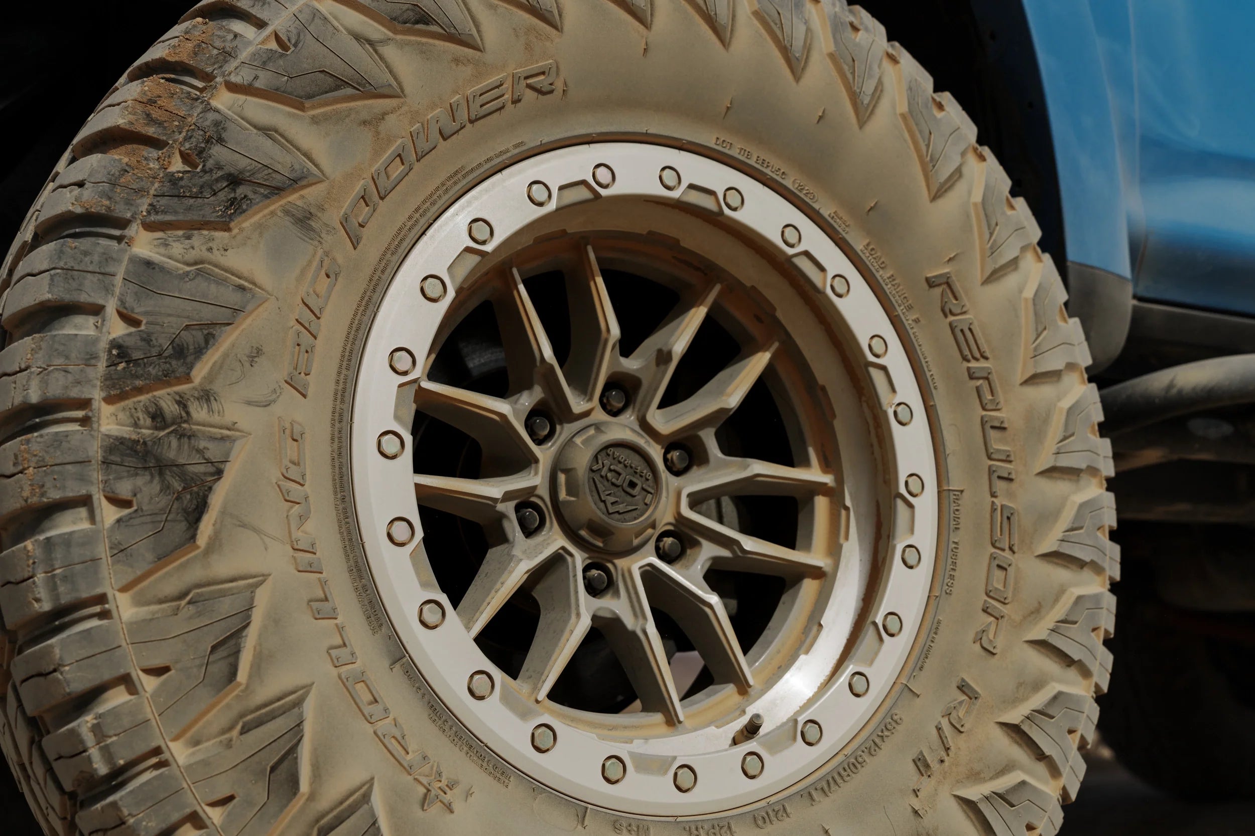 17x9 Lock Off-Road Krawler Matte Grey W/Matte Black Ring Wheel 6x5.5 Bolt Pattern +1mm Offset