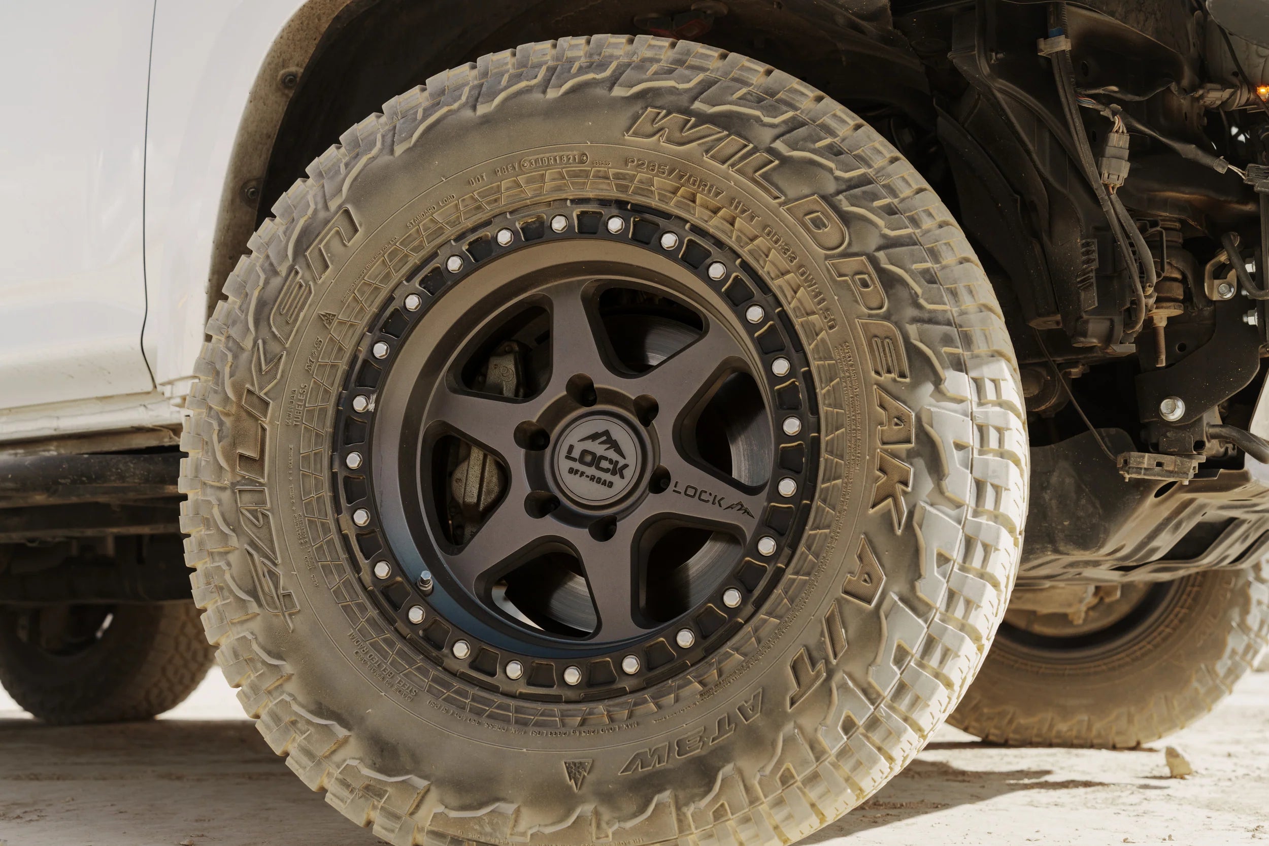 17x9 Lock Off-Road Olympus Matte Grey W/Matte Black Ring Wheel 6x5.5 Bolt Pattern -35mm Offset