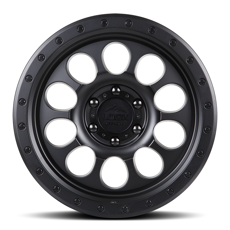 17x9 lock off-road 50cal matte black w matte black ring wheel 6x5.5 bolt pattern 12mm offset