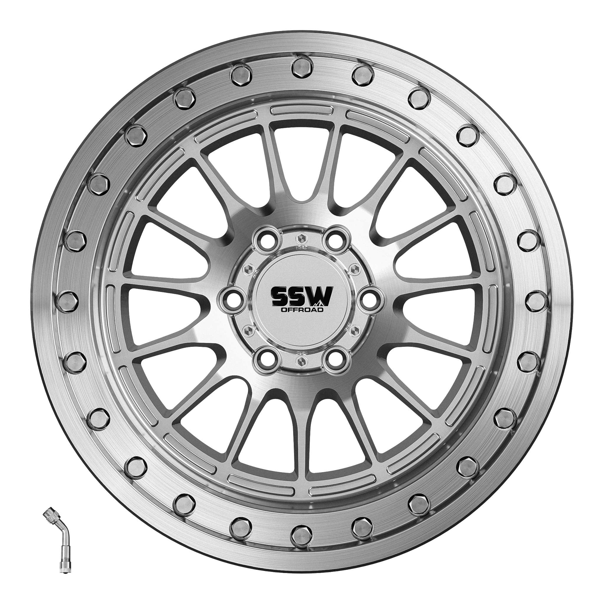 17x9 SSW Offroad Dakar Beadlock Machined Silver Wheel 6x5.5 Bolt Pattern -25 mm Offset