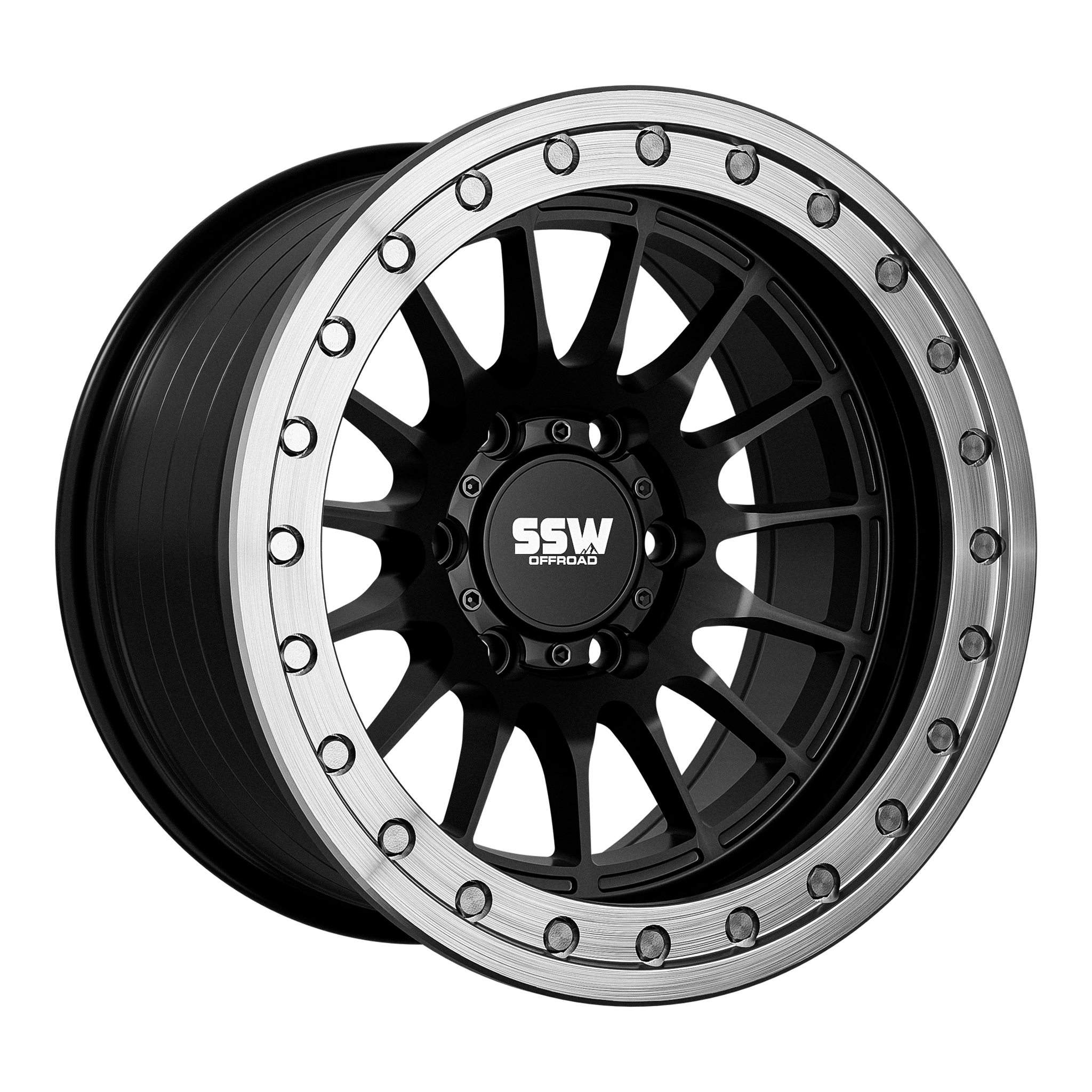17x9 SSW Offroad Dakar Beadlock Matte Black Wheel 6x5.5 Bolt Pattern -25 mm Offset