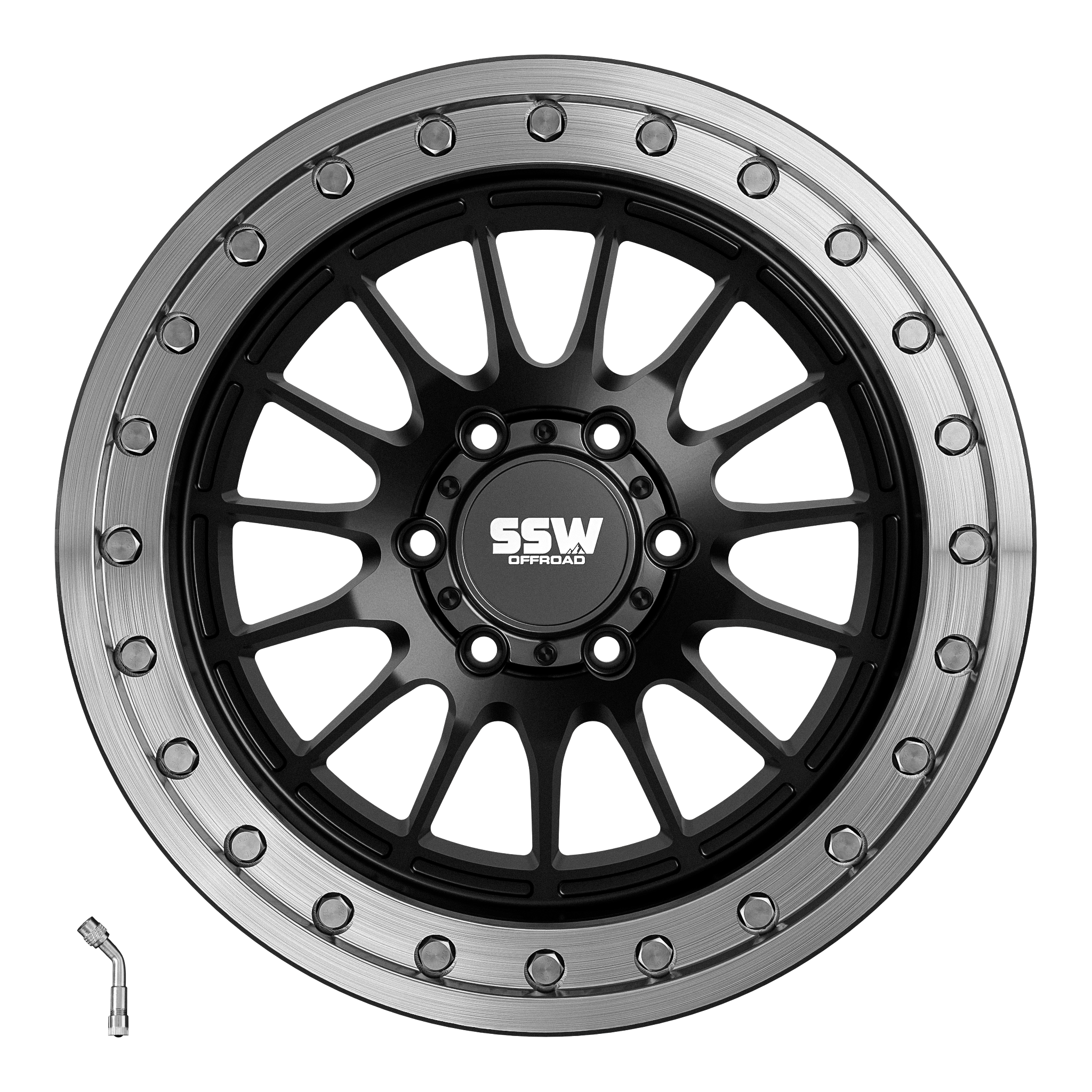 17x9 SSW Offroad Dakar Beadlock Matte Black Wheel 6x5.5 Bolt Pattern -25 mm Offset