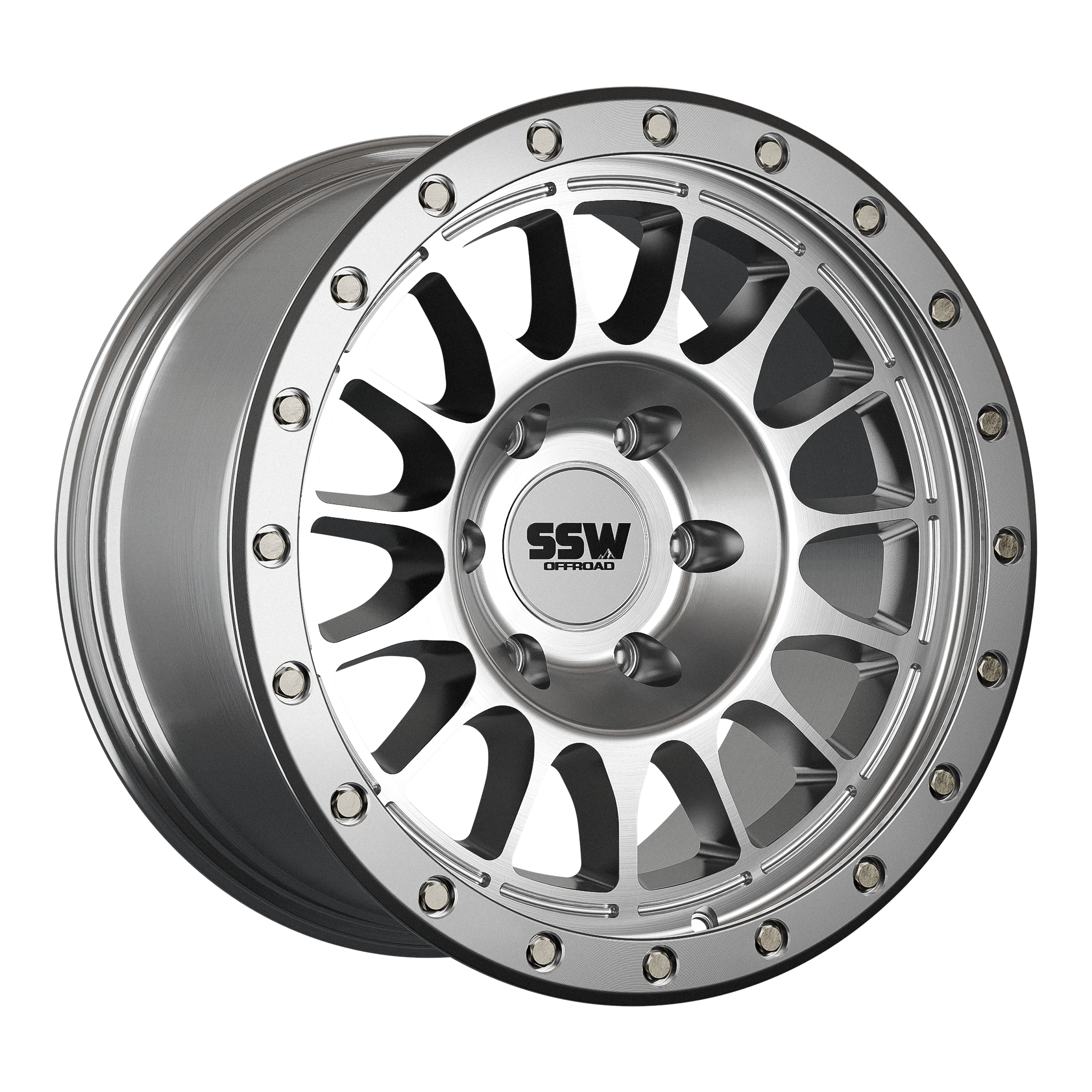 17x9 SSW Offroad Dakar Evo Machined Silver Wheel 6x5.5 Bolt Pattern 25 mm Offset