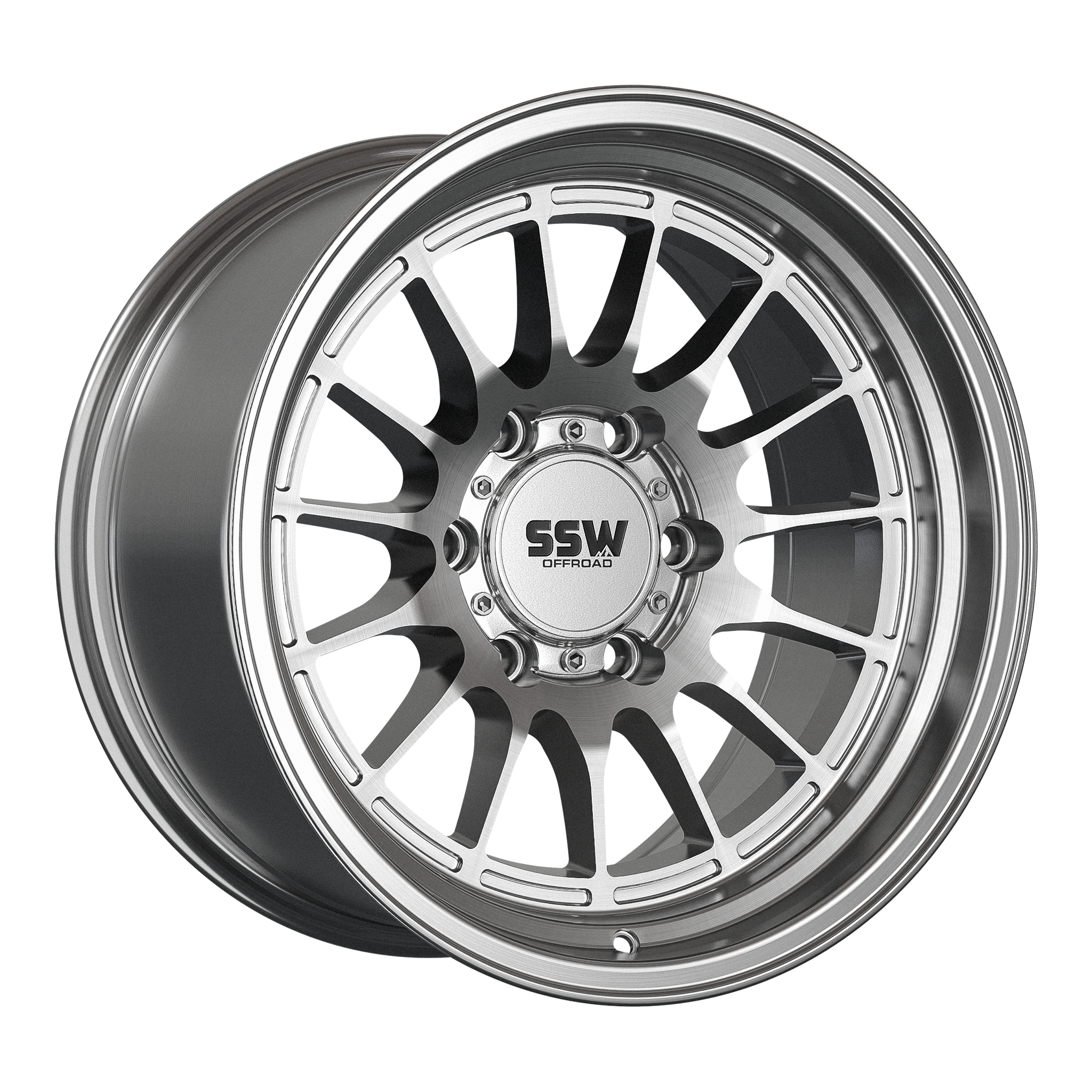 17x9 SSW Offroad Dakar Machined Silver Wheel 6x5.5 Bolt Pattern -25 mm Offset