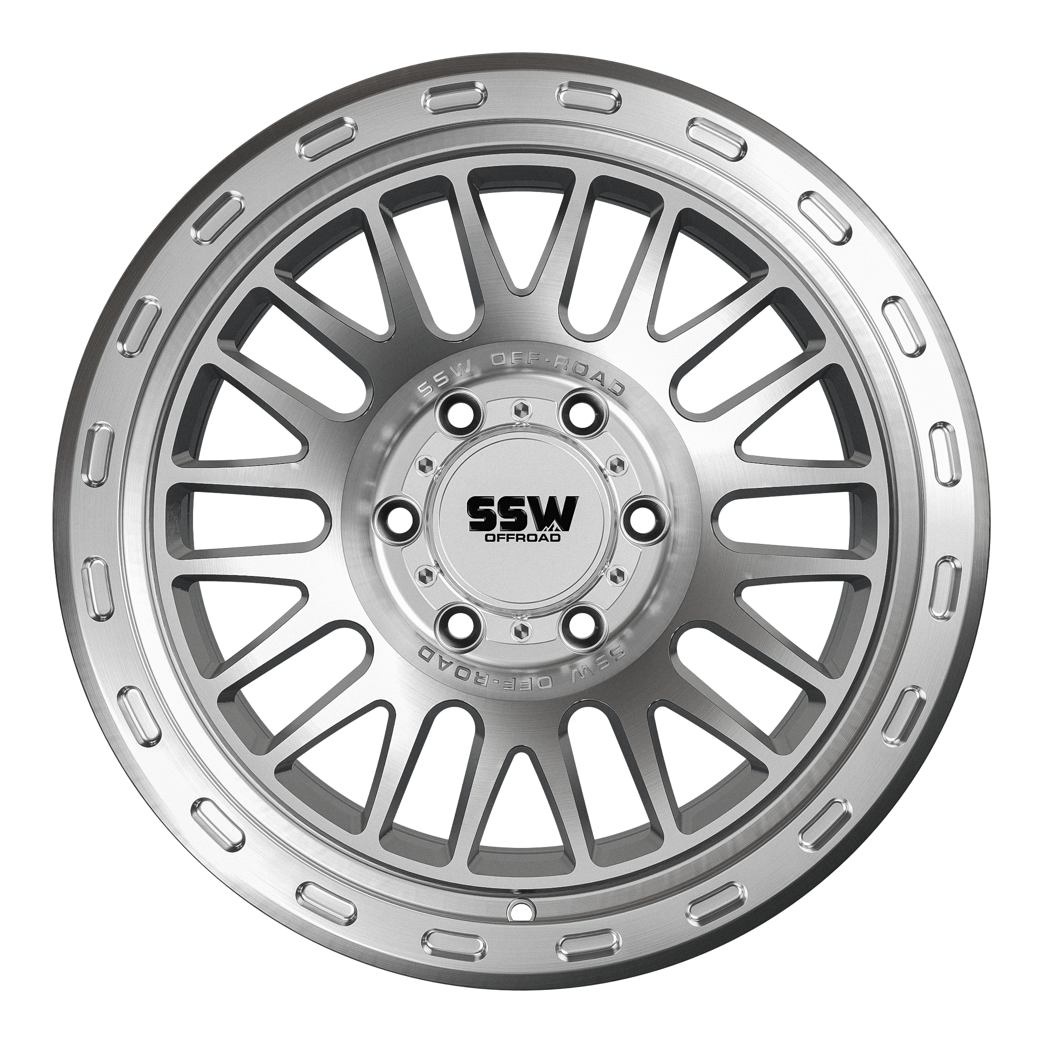 17x9 SSW Offroad Griffon Machined Silver Wheel 6x5.5 Bolt Pattern -25 mm Offset