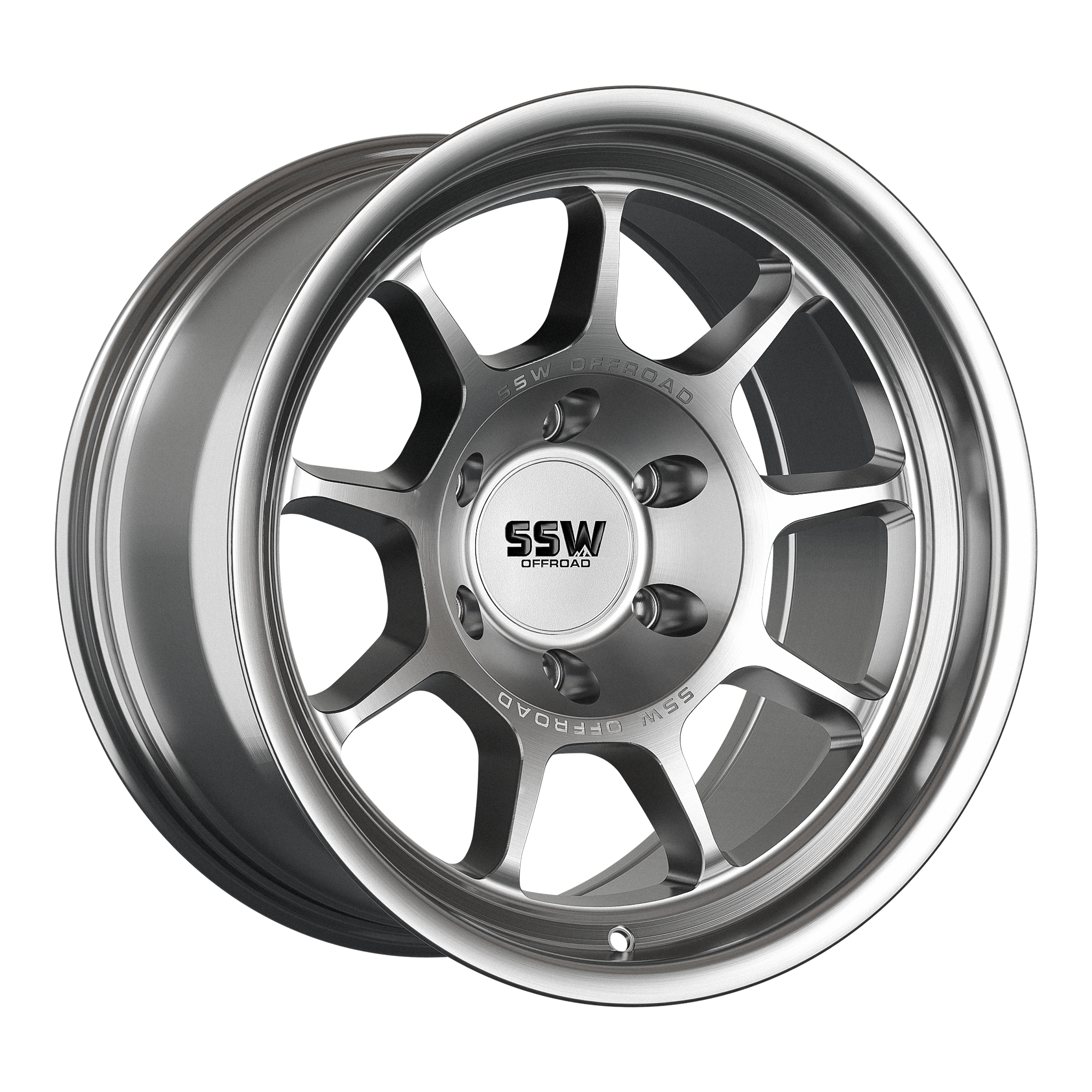 17x9 SSW Offroad Nova Machined Silver Wheel 6x5.5 Bolt Pattern -25 mm Offset