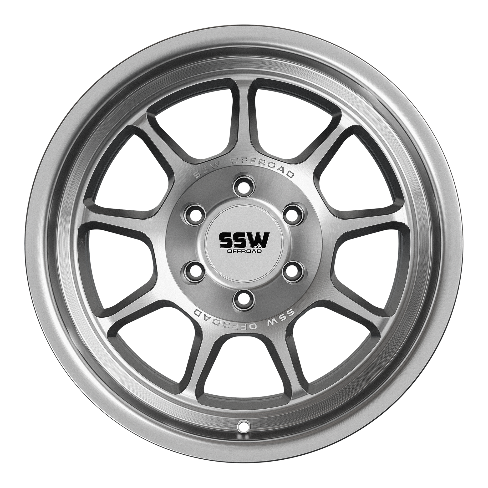 17x9 SSW Offroad Nova Machined Silver Wheel 6x5.5 Bolt Pattern -25 mm Offset
