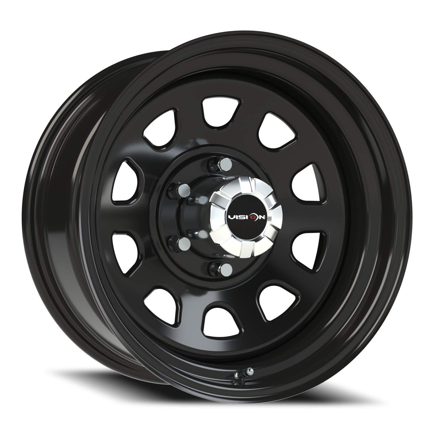 17x8 Vision 84H D Window Gloss Black Wheel 6x5.5 Bolt Pattern -12mm Offset
