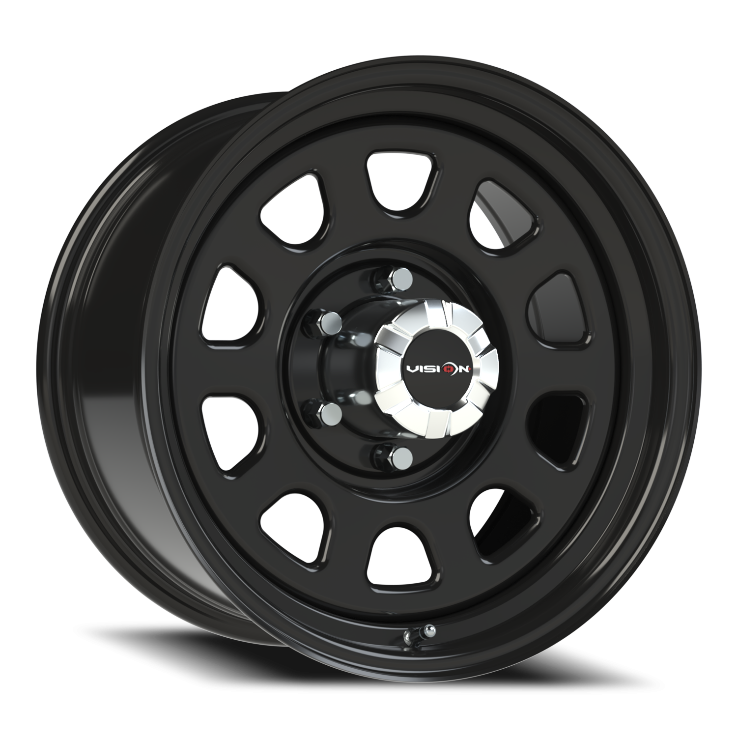 17x9 Vision 84H D Window Gloss Black Wheel 6x5.5 Bolt Pattern -12mm Offset