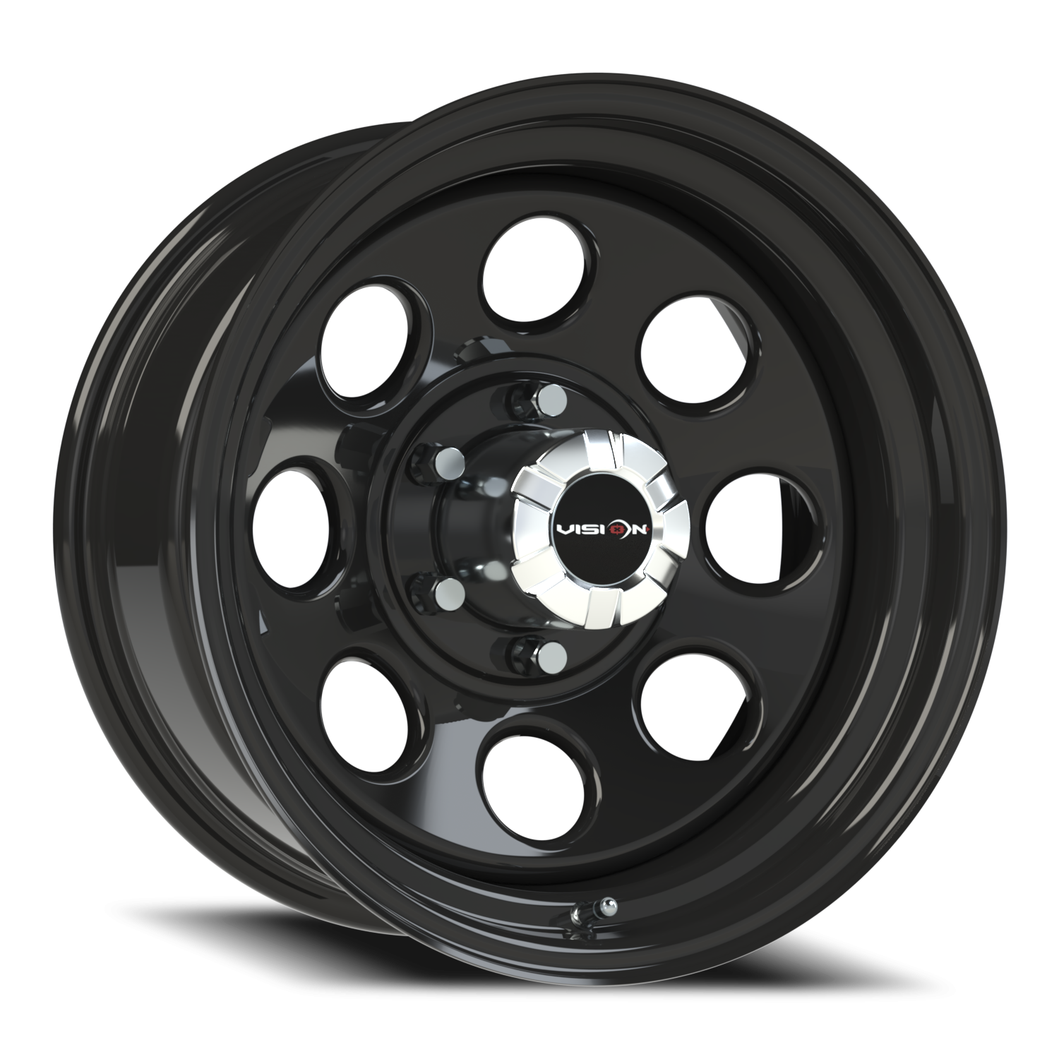 17x8 Vision 85H Soft 8 Gloss Black Wheel 6x5.5 Bolt Pattern -12mm Offset