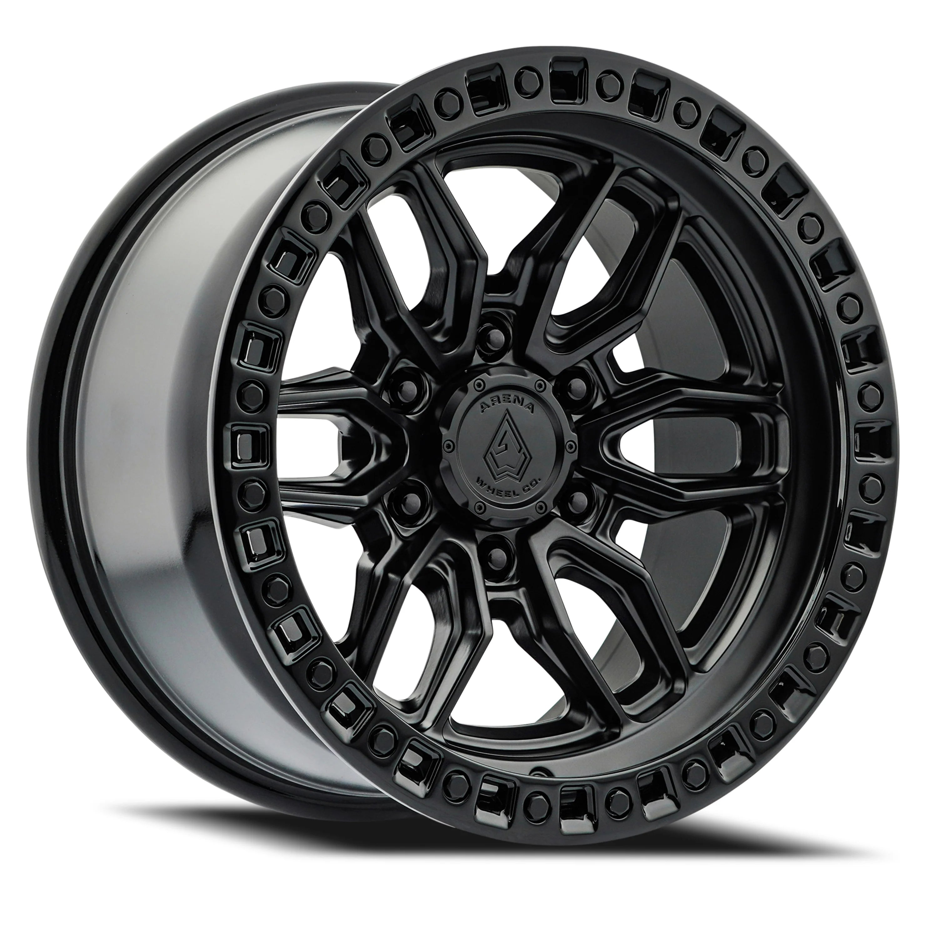 17x8.5 Arena Wheel A109 Hustle Satin Black Center Glossy Black Lip Wheel 6x5.5 Bolt Pattern +25mm Offset