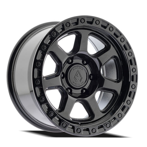 17x9 Arena Wheel A123 Throttle Glossy Black Wheel 6x5.5 Bolt Pattern 0mm Offset