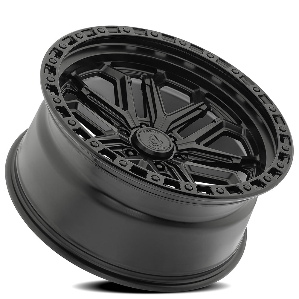 20x10 Arena Wheel A125 Jackal Satin Black Center Glossy Black Lip Wheel 6x5.5 Bolt Pattern -18mm Offset