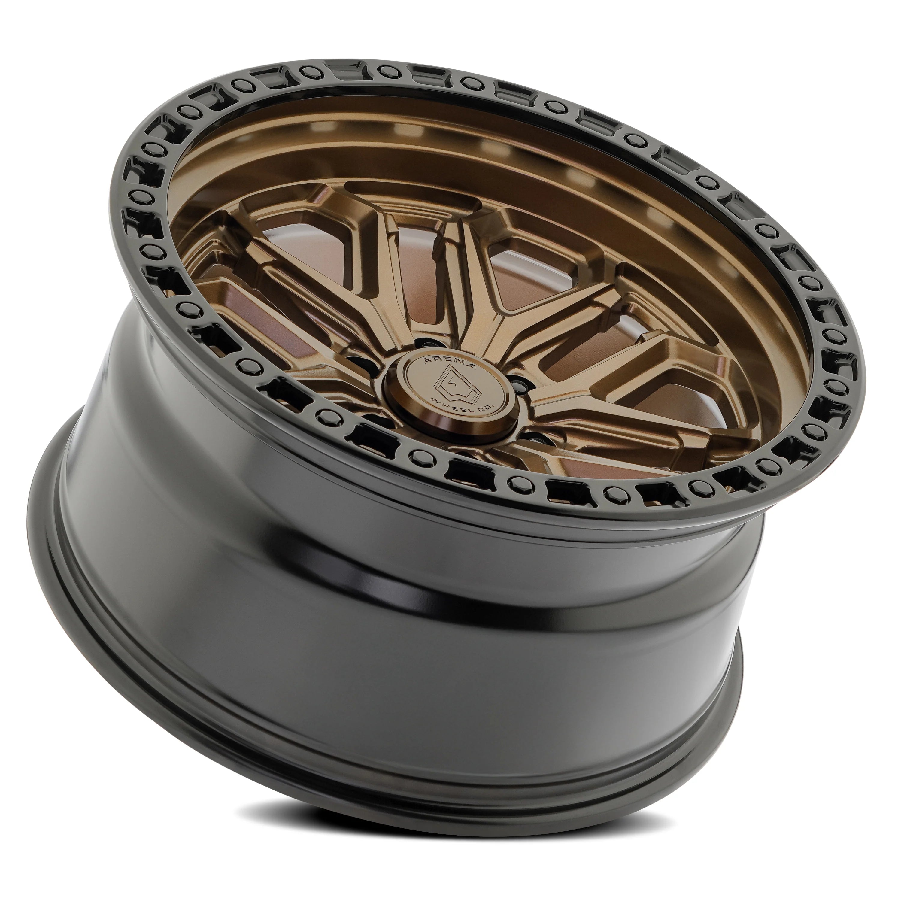 20x9 Arena Wheel A125 Jackal Smoked Bronze Center Glossy Black Lip Wheel 6x5.5 Bolt Pattern 0mm Offset