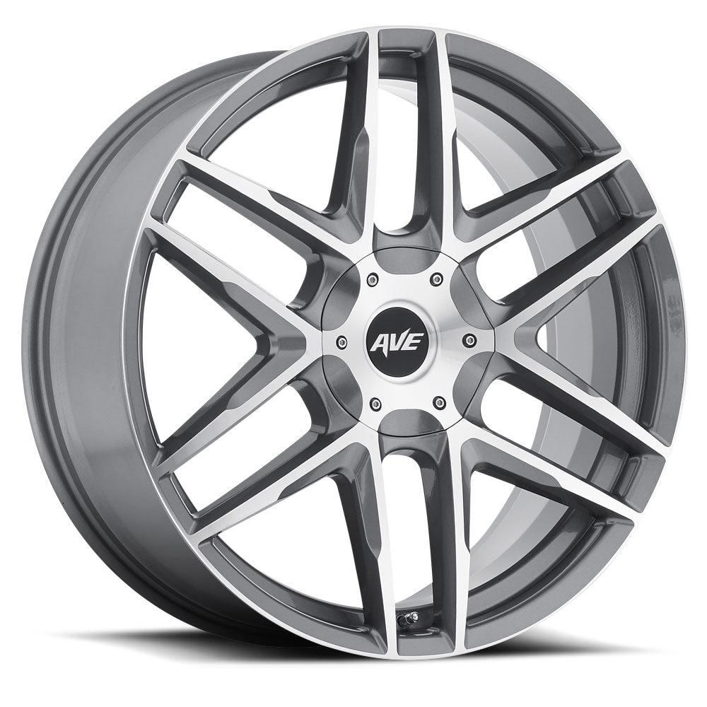 22x9 Avenue A613 Satin Grey Machined Wheel 6x5.5 Bolt Pattern 35mm Offset