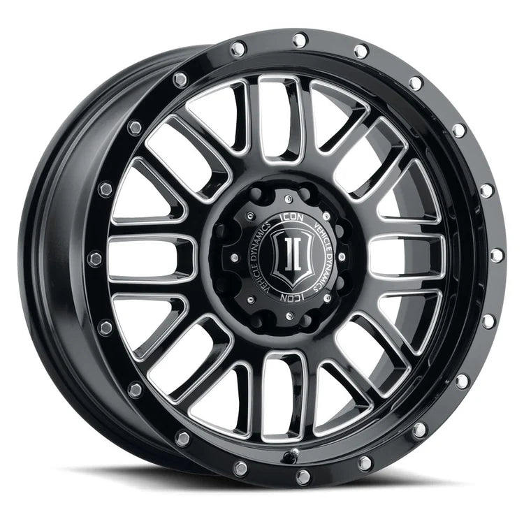 20x9 Icon Alloys Alpha Gloss Black Milled Wheel 6x5.5 Bolt Pattern 16mm Offset