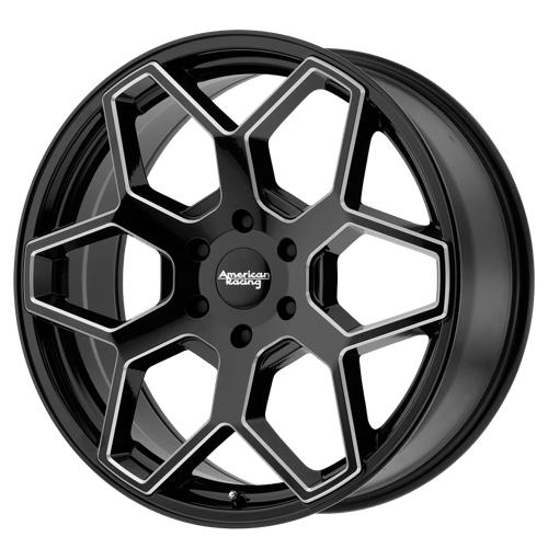 20x8 5 american racing ar916 gloss black milled wheel 6x5.5 bolt pattern 15mm offset