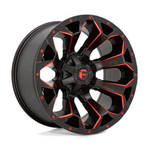22x10 fuel off-road d787 assault matte black red milled wheel 6x5.5 bolt pattern 18mm offset