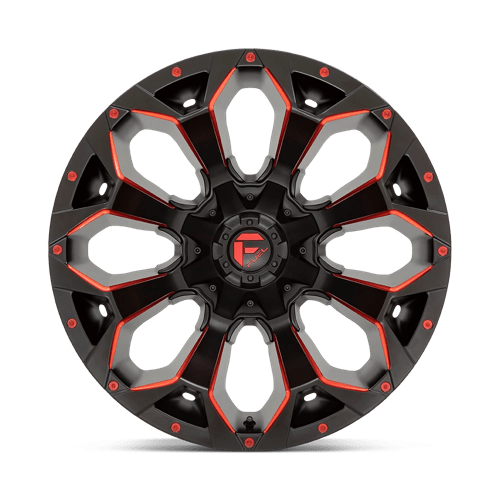 22x10 fuel off-road d787 assault matte black red milled wheel 6x5.5 bolt pattern 18mm offset