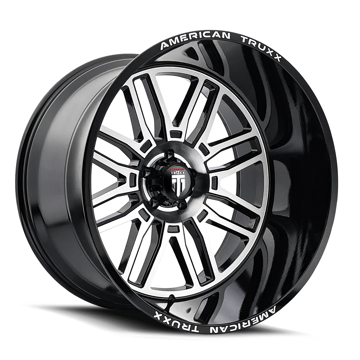 24x14 american truxx restless gloss black milled wheel 6x5.5 bolt pattern 76mm offset