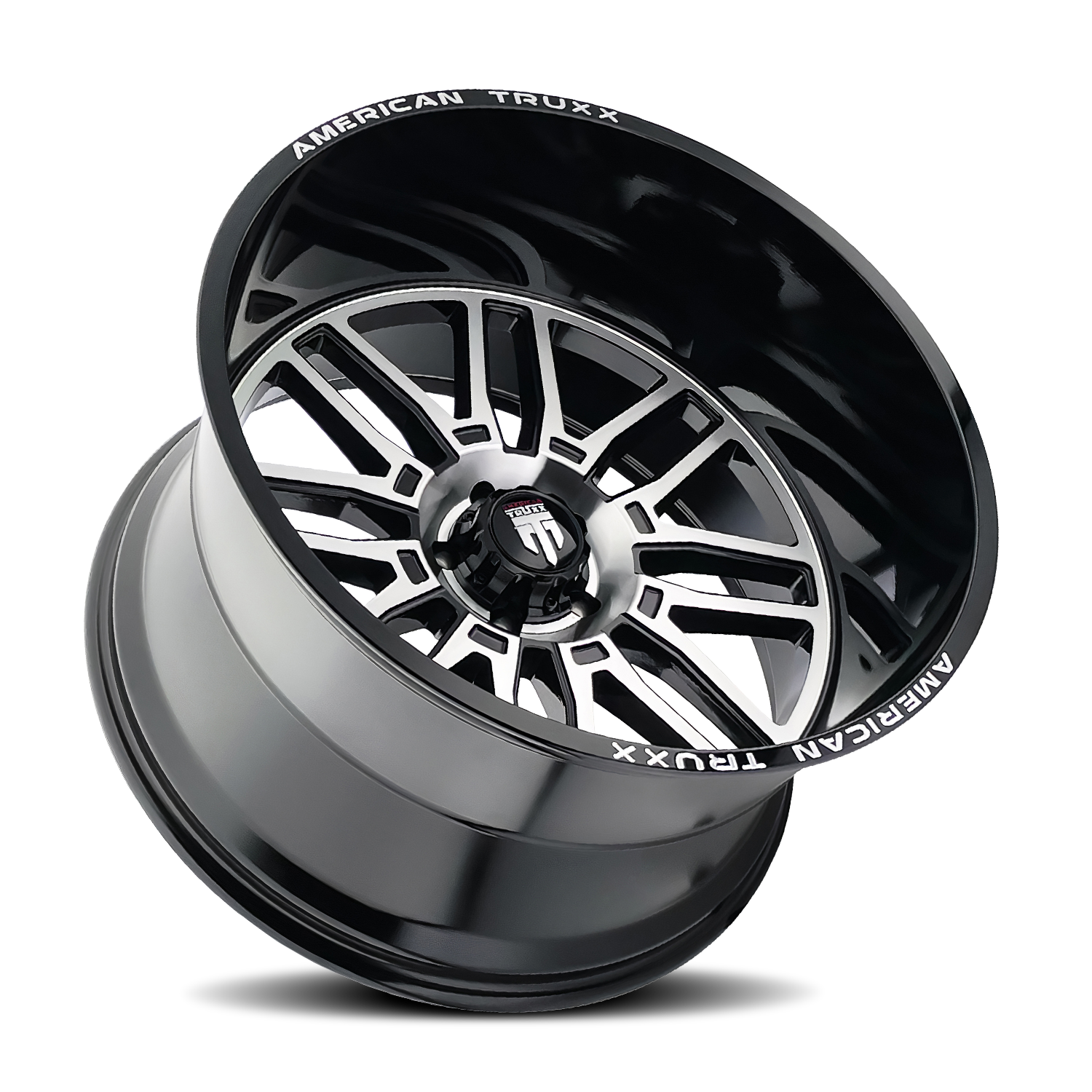 24x14 american truxx restless gloss black milled wheel 6x5.5 bolt pattern 76mm offset