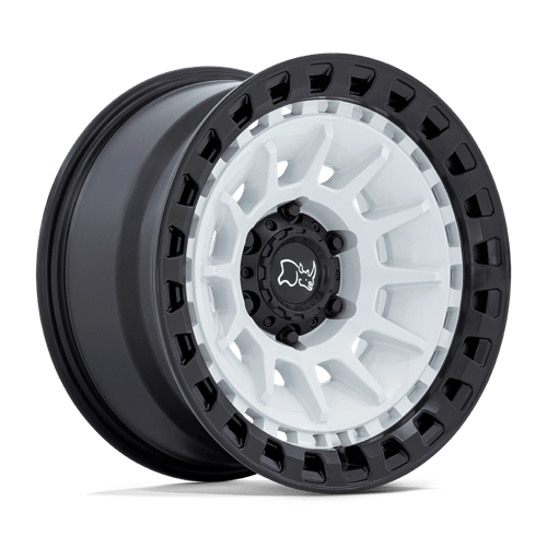 17x8 5 black rhino hard alloys br009 barrage gloss white on matte black wheel 6x5.5 bolt pattern 10mm offset