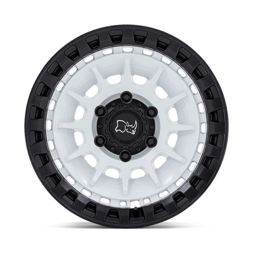 17x8 5 black rhino hard alloys br009 barrage gloss white on matte black wheel 6x5.5 bolt pattern 10mm offset