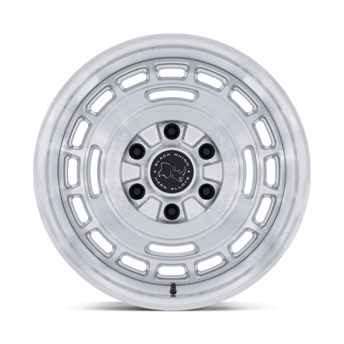 17x8 5 black rhino hard alloys br600 vagabond gloss silver w machined face wheel 6x5.5 bolt pattern 25mm offset