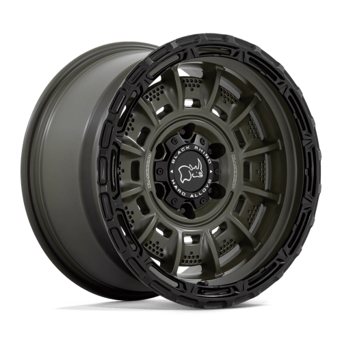 17x9 black rhino hard alloys br003 legion olive drab green w black lip wheel 6x5.5 bolt pattern 12mm offset