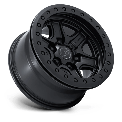 17x8.5 Black Rhino Hard Alloys BR200 Echo Trail Lock Matte Black Beadlock Beadlock Wheel 6x5.5 Bolt Pattern 0mm Offset