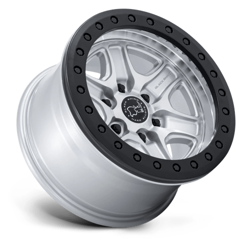 17x8.5 Black Rhino Hard Alloys BR200 Echo Trail Lock Hyper Silver W/Machined Face Beadlock Beadlock Wheel 6x5.5 Bolt Pattern +25mm Offset