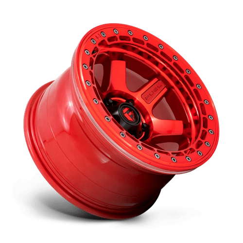 17x9 fuel off-road d123 block candy red w candy red ring beadlock wheel 6x5.5 bolt pattern 15mm offset