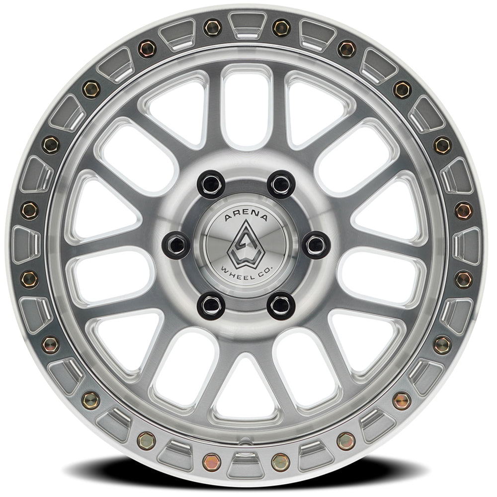 17x8.5 Arena Wheel A119 Boost Gloss Silver Machined Wheel 6x5.5 Bolt Pattern +25mm Offset