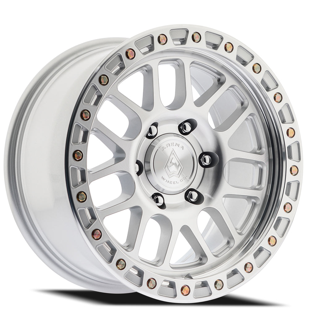 17x8.5 Arena Wheel A119 Boost Gloss Silver Machined Wheel 6x5.5 Bolt Pattern +25mm Offset