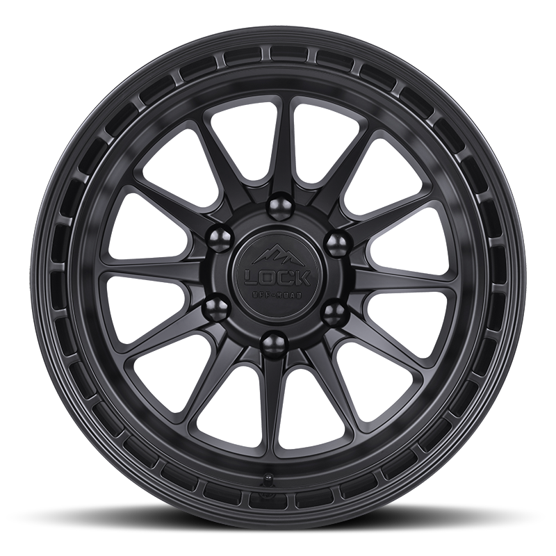 17x9 lock off-road baja matte black w matte black ring wheel 6x5.5 bolt pattern 12mm offset