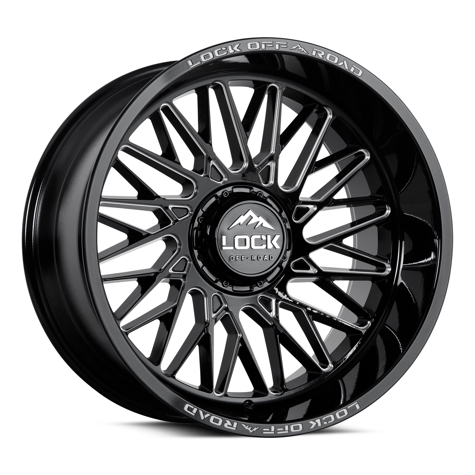 22x12 lock off-road bandit gloss black milled wheel 6x5.5 bolt pattern 44mm offset