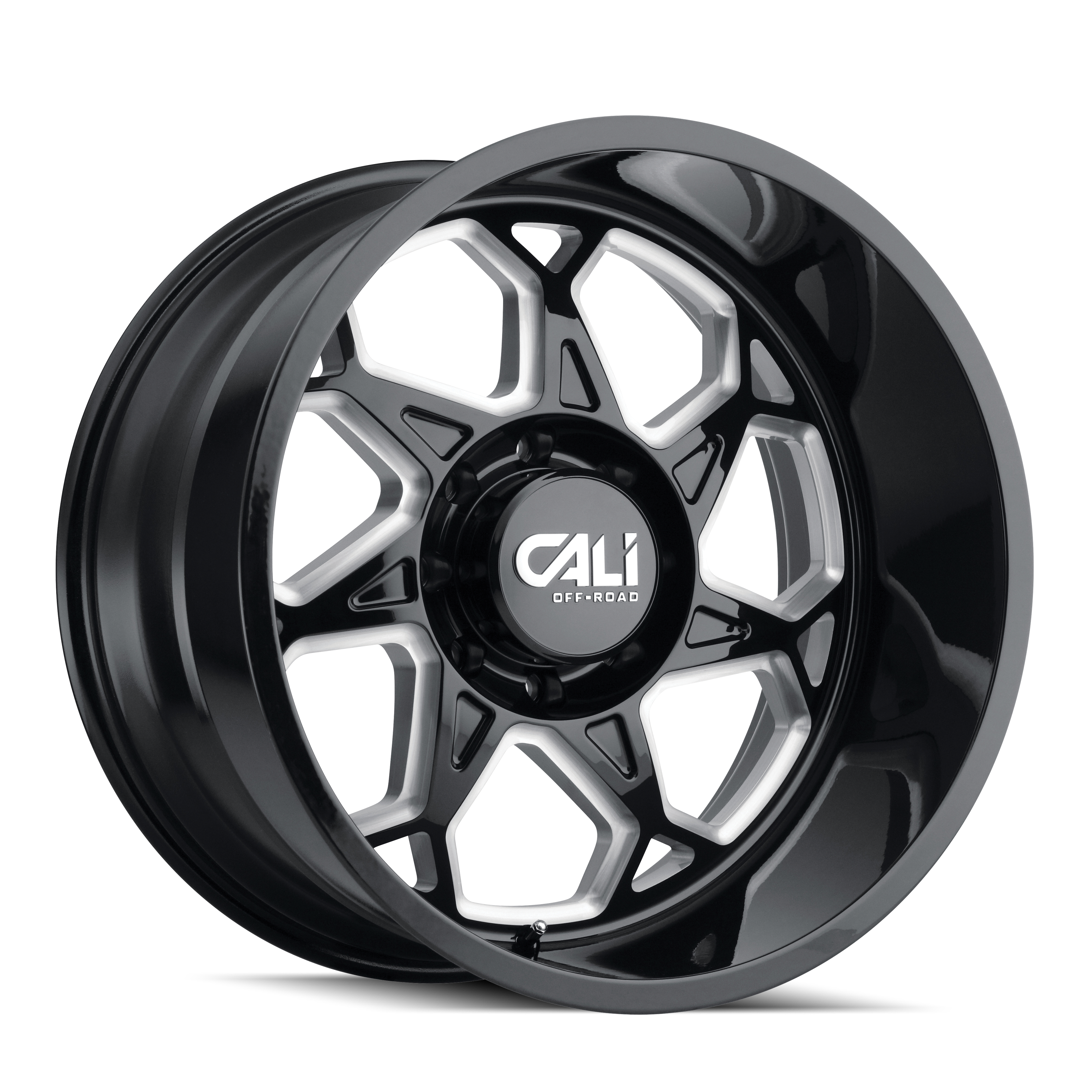 20x12 cali off-road sevenfold gloss black milled wheel 6x5.5 bolt pattern 51mm offset