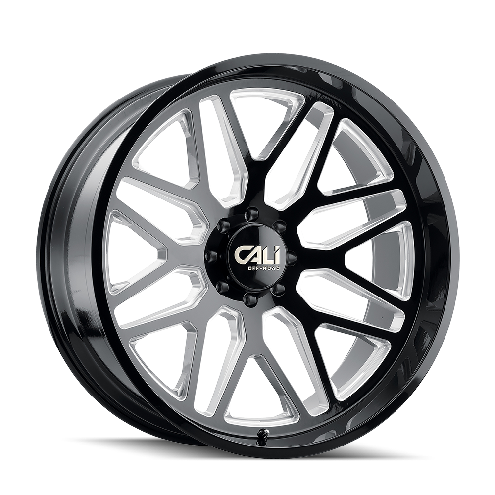 20x10 cali off-road invader gloss black milled wheel 6x5.5 bolt pattern 25mm offset